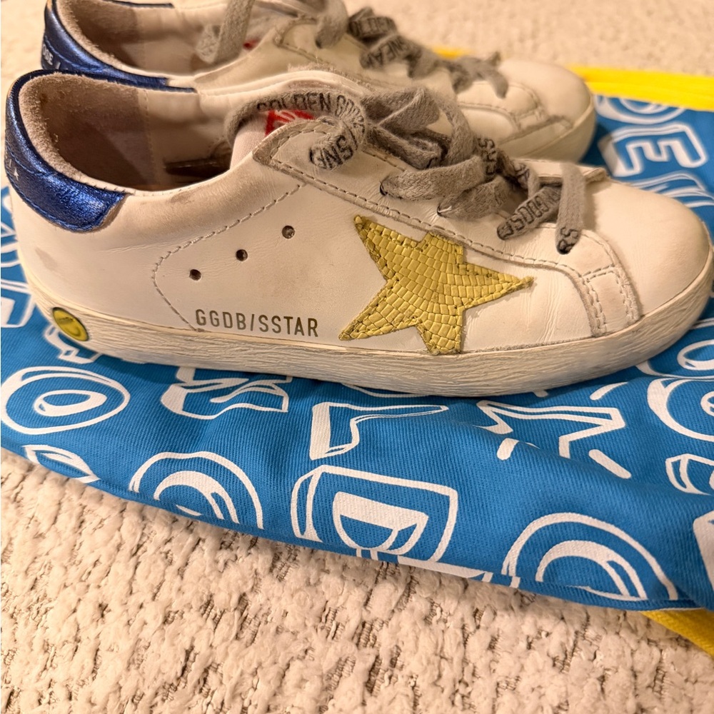 Golden Goose Kids Sneakers with Yellow Star and Blue Heel